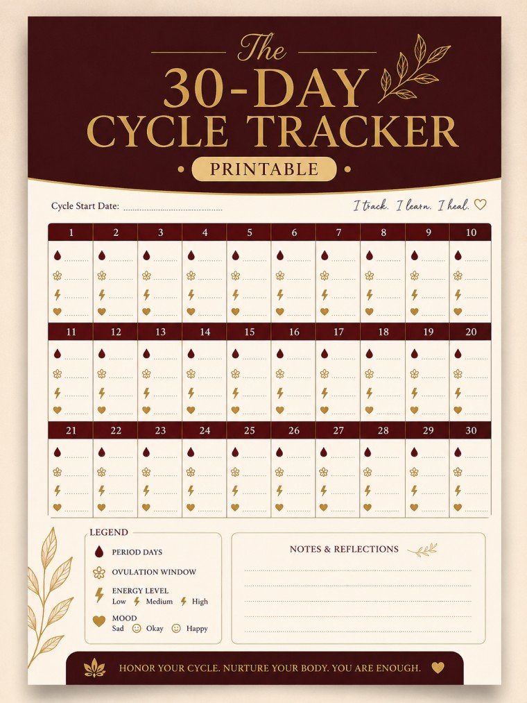 Bonus 2 — 30-Day Cycle Tracker Printable mockup